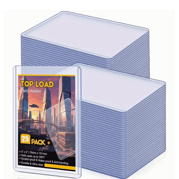 Top Load Card Holders (25 Pack) – Hard Plastic 3"x4" Sleeves for Pokémon, One Piece & TCG Cards | Buy in Dubai & UAE